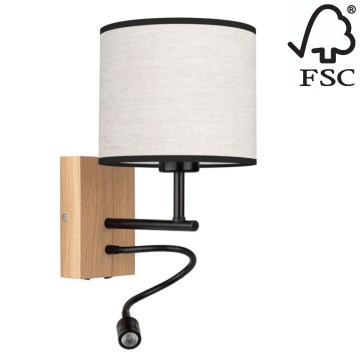 Candeeiro de parede BOHO 1xE27/25W/230V + LED/1W/230V carvalho - certificado por FSC