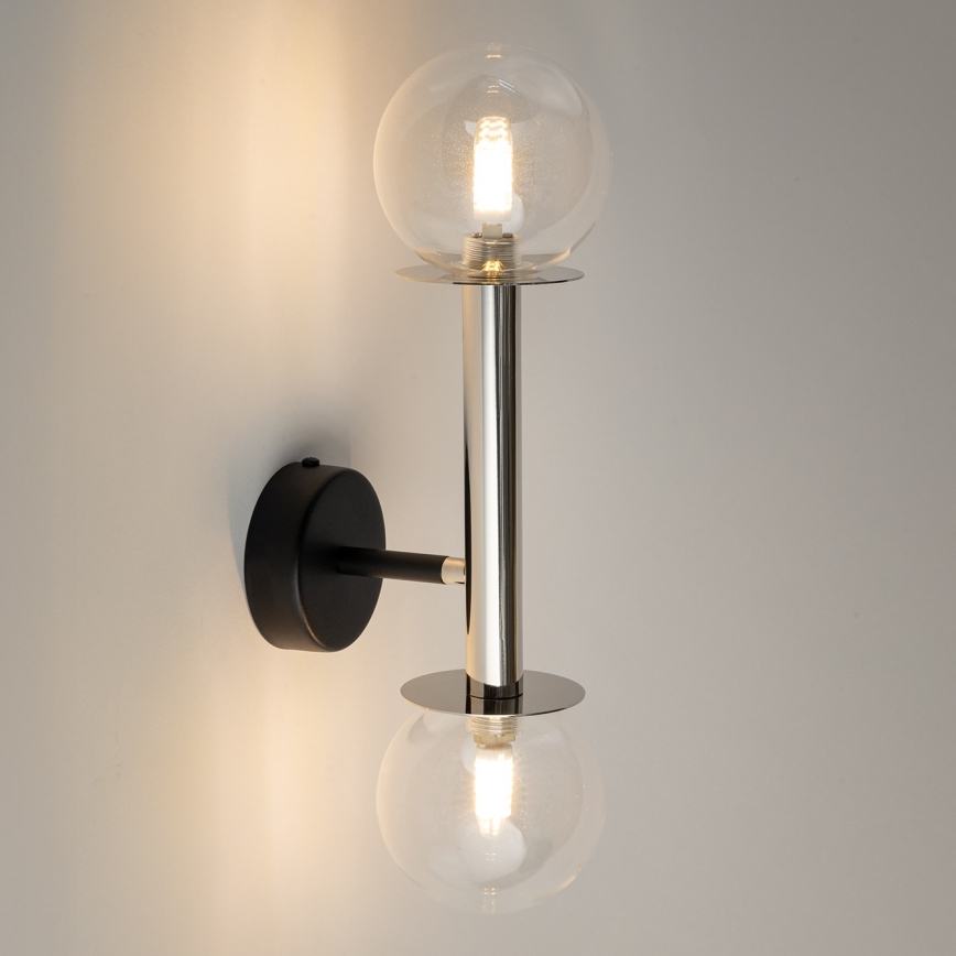 Candeeiro de parede DAISY 2xG9/12W/230V cromado brilhante/preto/transparente