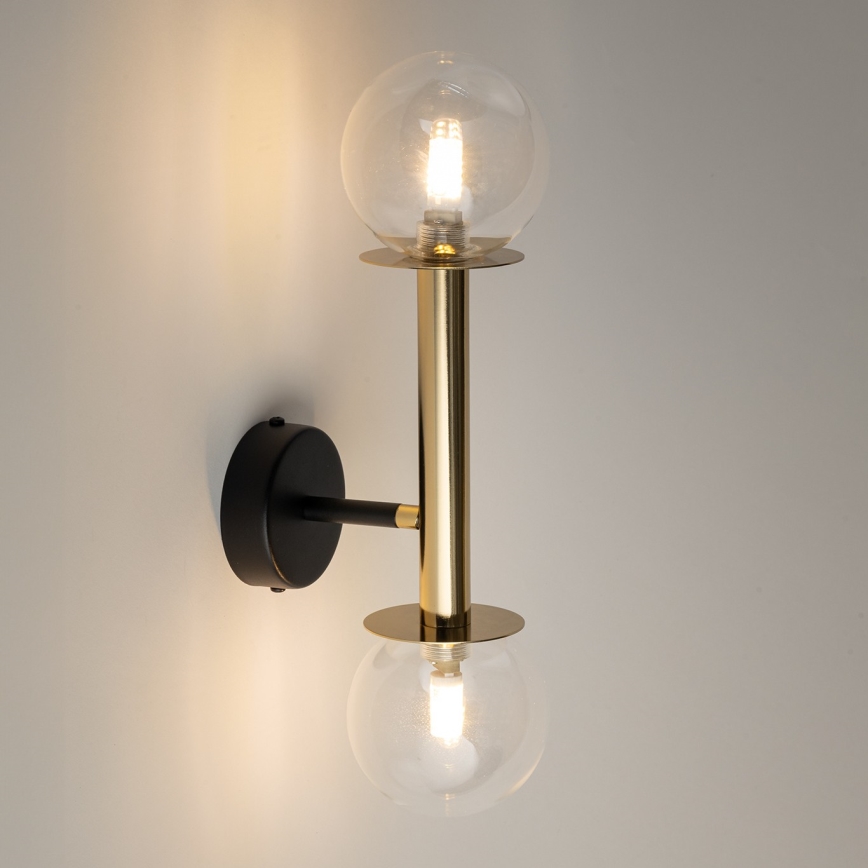Candeeiro de parede DAISY 2xG9/12W/230V dourado/preto/transparente
