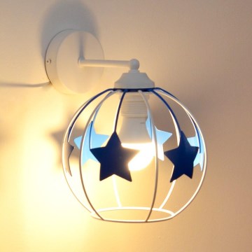 Candeeiro de parede de criança STARS 1xE27/15W/230V azul/branco