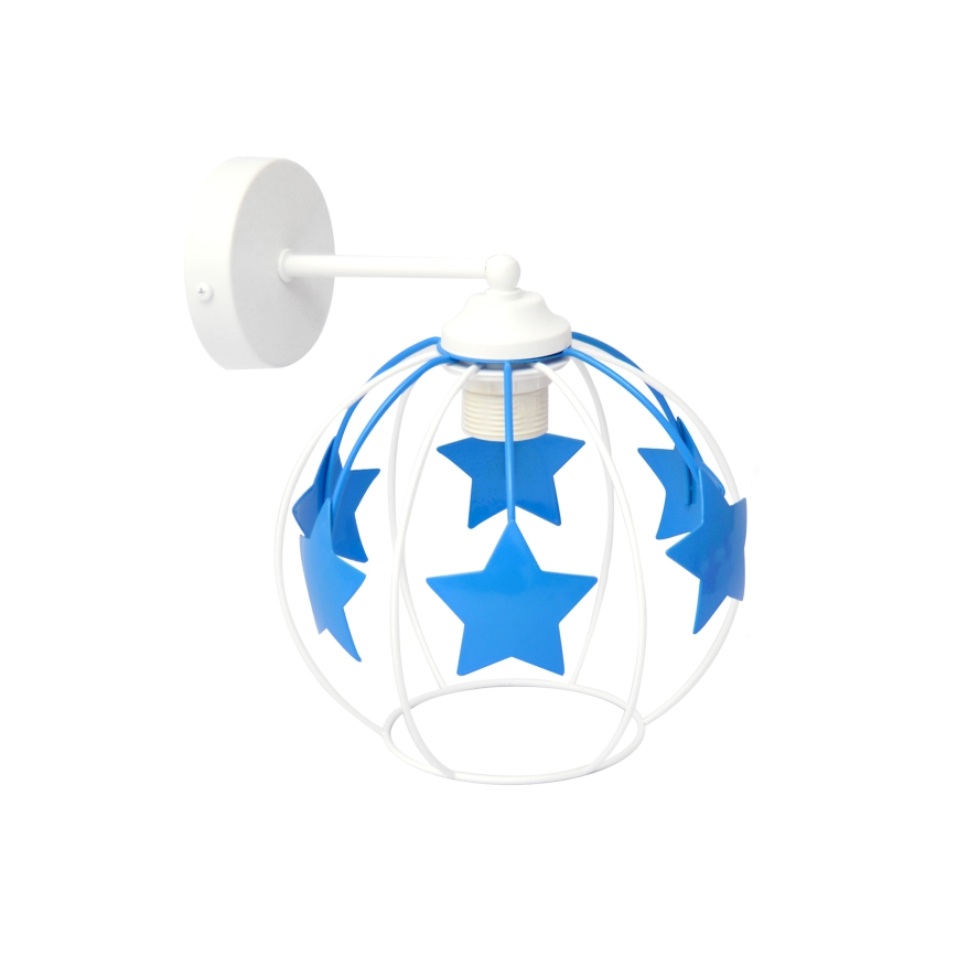 Candeeiro de parede de criança STARS 1xE27/15W/230V azul/branco