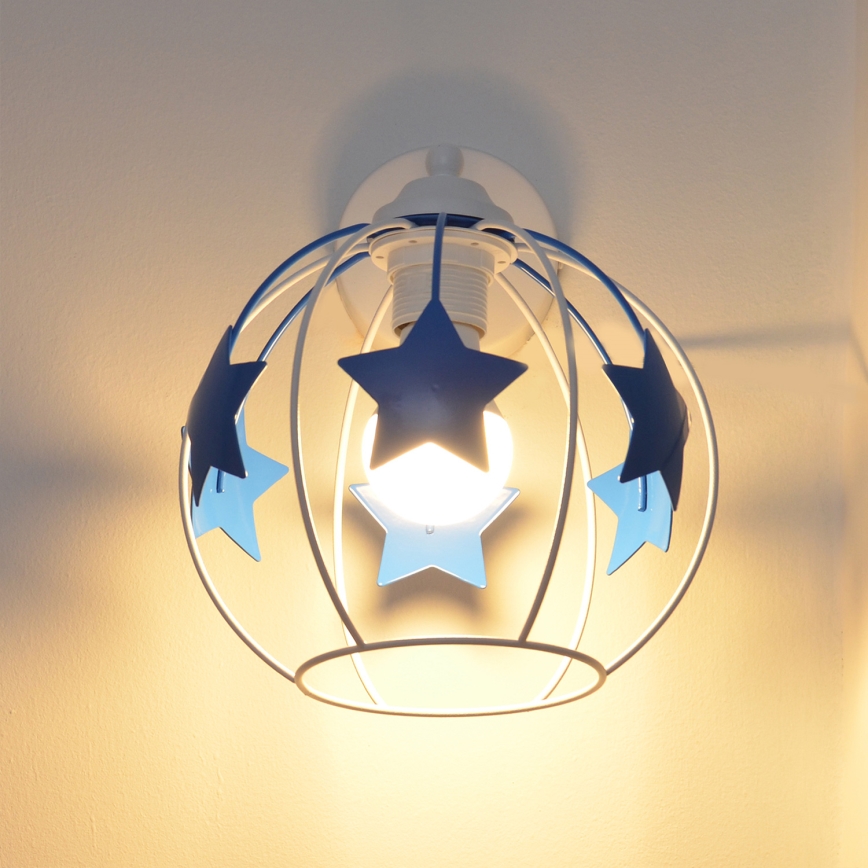 Candeeiro de parede de criança STARS 1xE27/15W/230V azul/branco