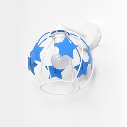 Candeeiro de parede de criança STARS 1xE27/15W/230V azul/branco