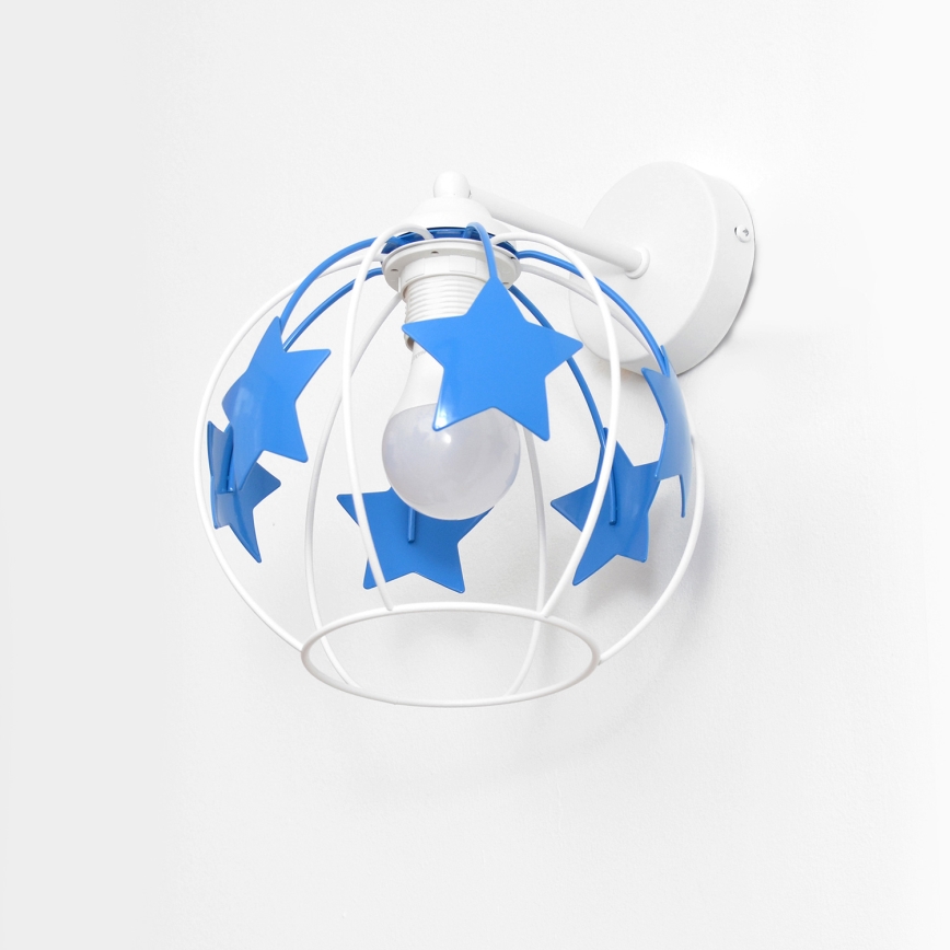 Candeeiro de parede de criança STARS 1xE27/15W/230V azul/branco