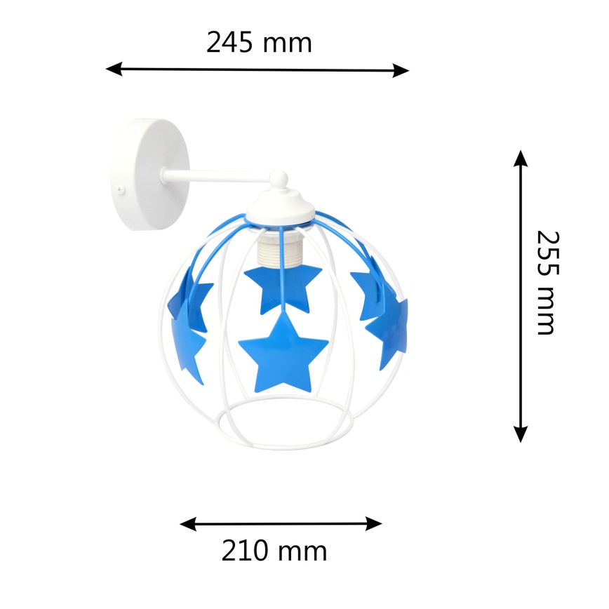 Candeeiro de parede de criança STARS 1xE27/15W/230V azul/branco