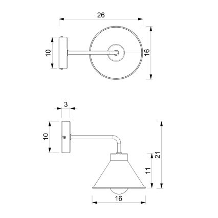 Candeeiro de parede DEMET 1xE27/60W/230V preto/dourada