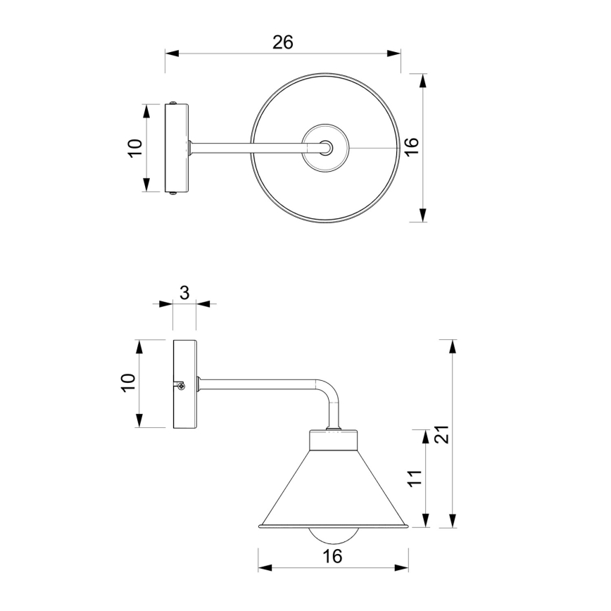 Candeeiro de parede DEMET 1xE27/60W/230V preto/dourada