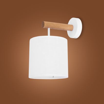 Candeeiro de parede DEVA 1xE27/60W/230V branco/madeira