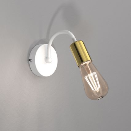 Candeeiro de parede DOW 1xE27/60W/230V branco/dourado