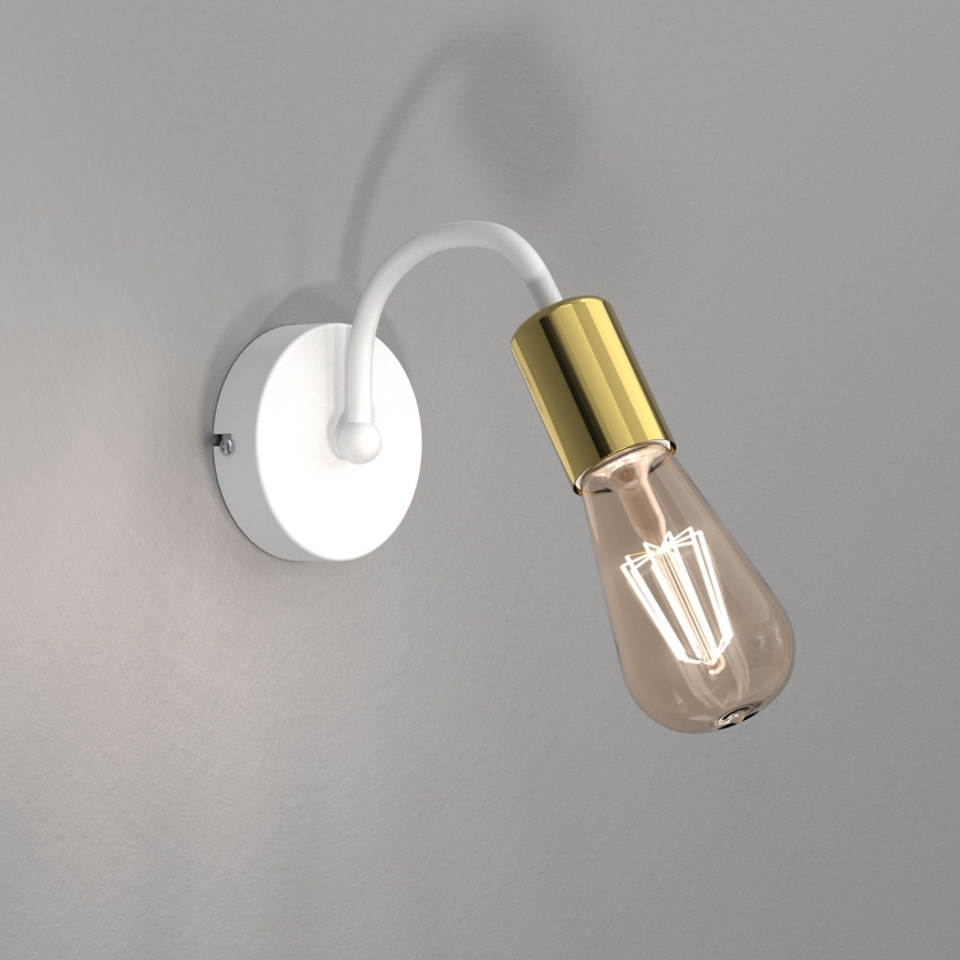 Candeeiro de parede DOW 1xE27/60W/230V branco/dourado