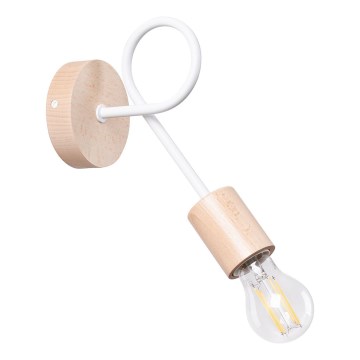 Candeeiro de parede EMBER 1xE27/15W/230V branco/bege/faia