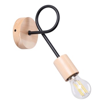Candeeiro de parede EMBER 1xE27/15W/230V preto/bege/faia