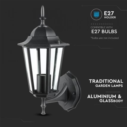 Candeeiro de parede exterior 1xE27/40W/230V IP44 preto