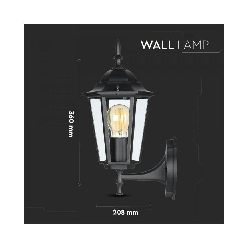 Candeeiro de parede exterior 1xE27/40W/230V IP44 preto