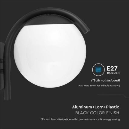 Candeeiro de parede exterior 1xE27/60W/230V IP44 preto