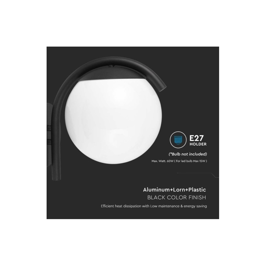 Candeeiro de parede exterior 1xE27/60W/230V IP44 preto