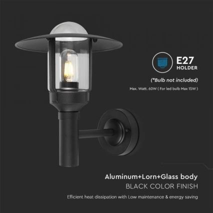 Candeeiro de parede exterior 1xE27/60W/230V IP44 preto