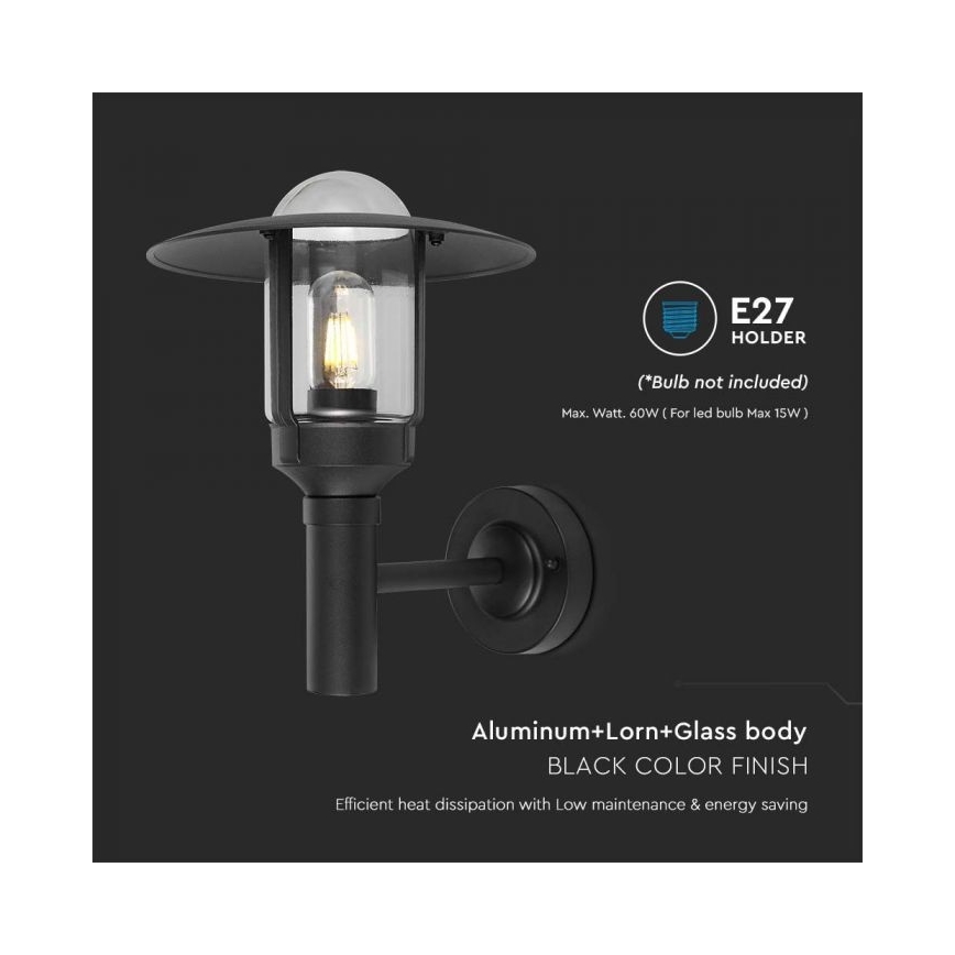 Candeeiro de parede exterior 1xE27/60W/230V IP44 preto