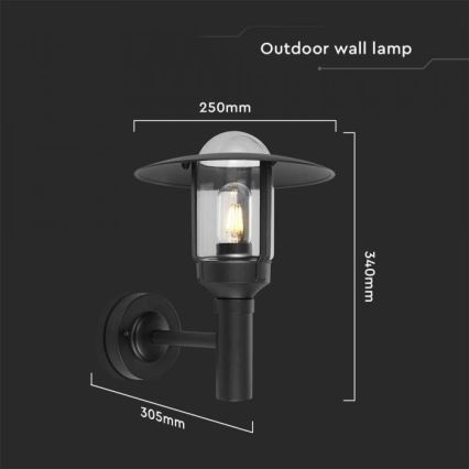 Candeeiro de parede exterior 1xE27/60W/230V IP44 preto