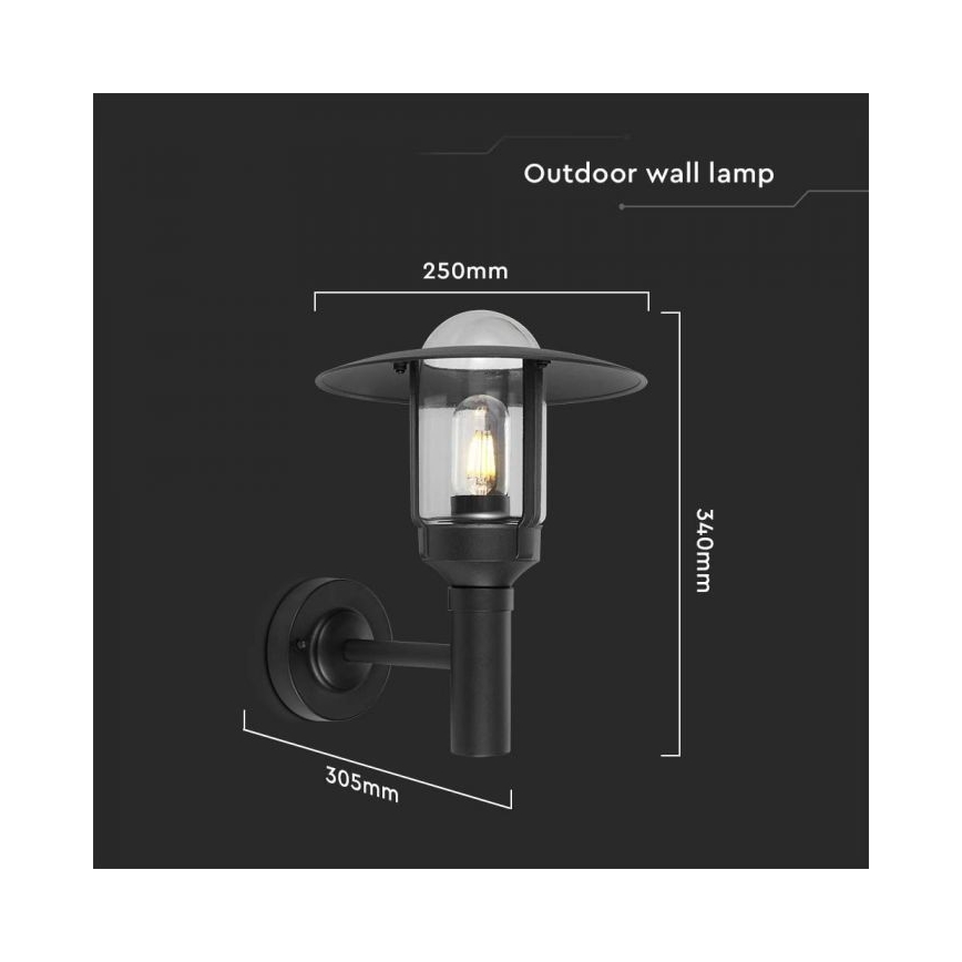 Candeeiro de parede exterior 1xE27/60W/230V IP44 preto