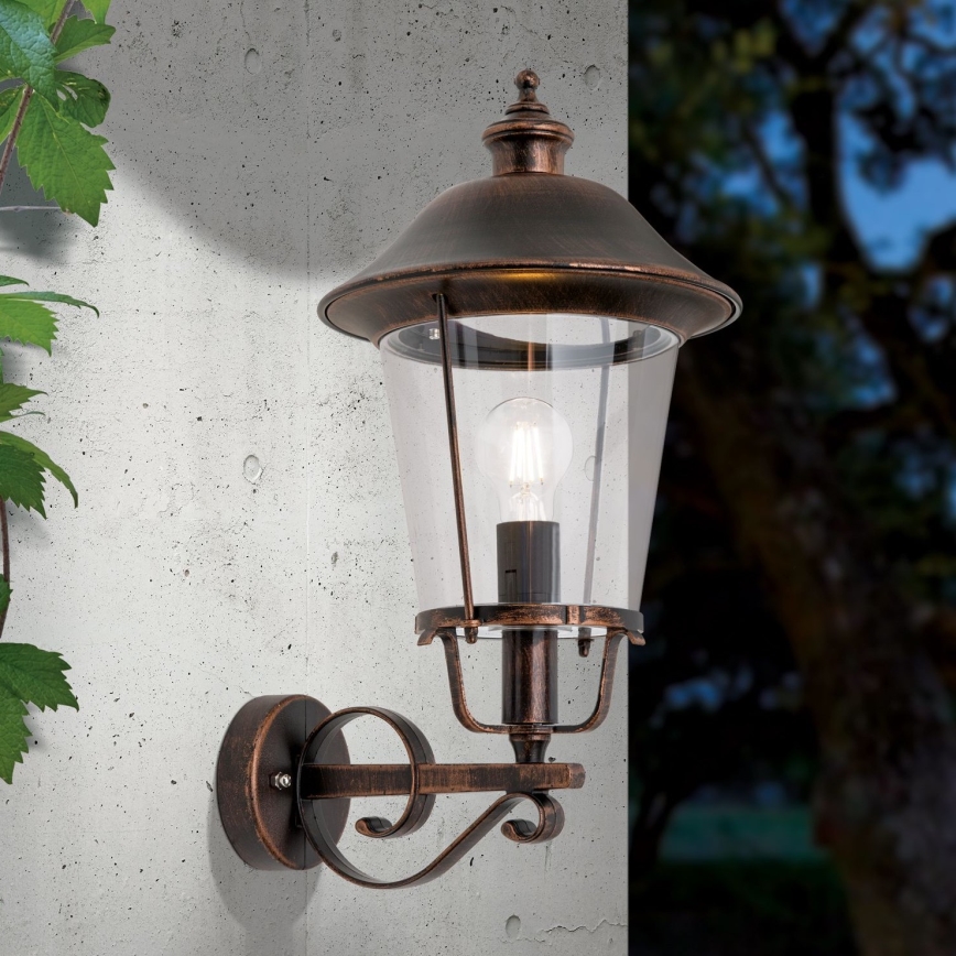Candeeiro de parede exterior KENZO 1xE27/100W/230V IP44 bronze/pátina