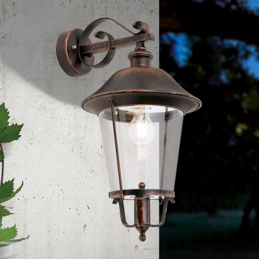 Candeeiro de parede exterior KENZO 1xE27/100W/230V IP44 bronze/pátina