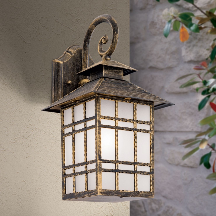 Candeeiro de parede exterior KIKO 1xE27/11W/230V IP44 bronze/pátina