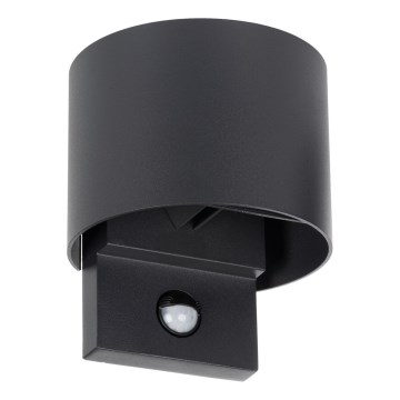 Candeeiro de parede exterior REKA LED com sensor de movimento e crepúsculo, 7W, 230V, IP54, antracite, redondo