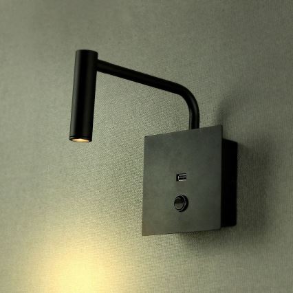 Candeeiro de parede flexível LED com entrada USB LED/3W/230V