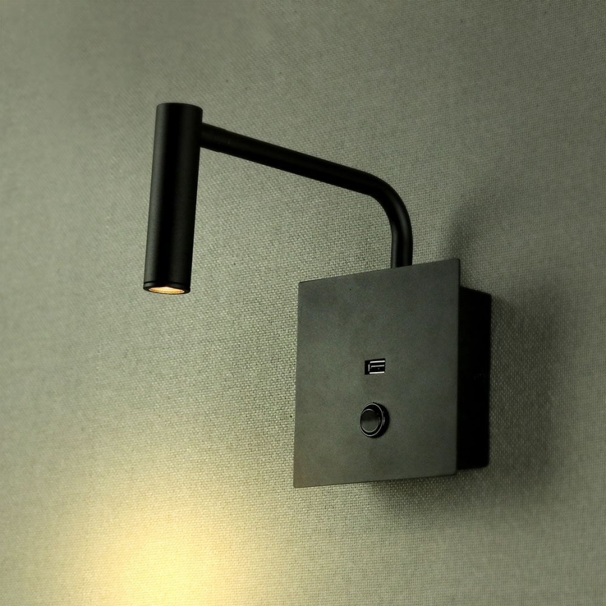 Candeeiro de parede flexível LED com entrada USB LED/3W/230V