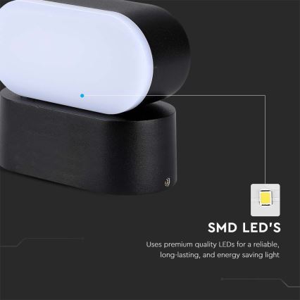 Candeeiro de parede flexível LED para exterior e LED/5W/230V 3000K IP65 preto