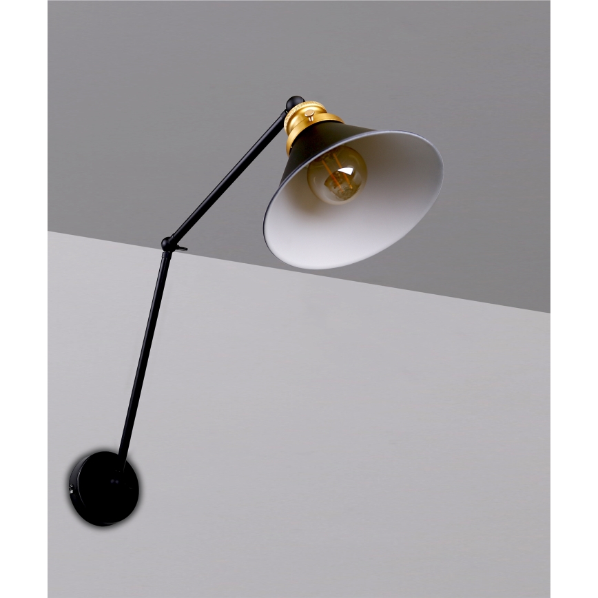 Candeeiro de parede FUNDO 1xE27/40W/230V preto/dourado