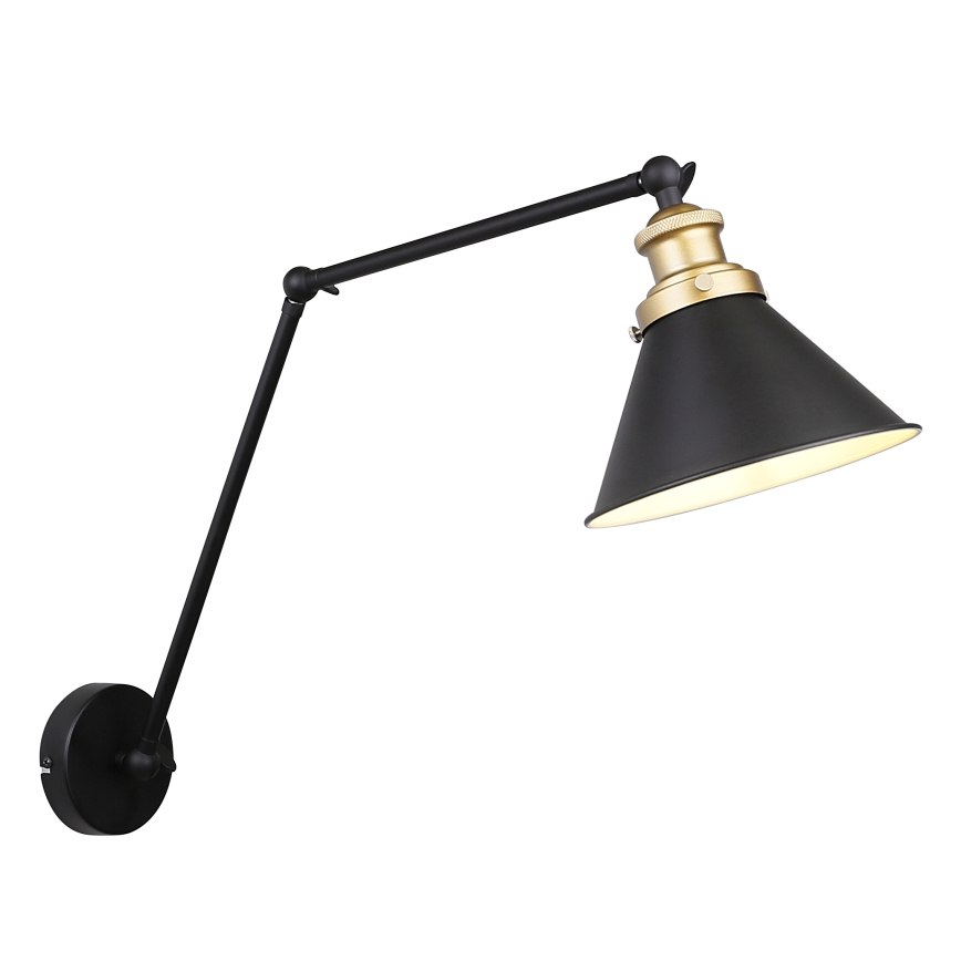 Candeeiro de parede FUNDO 1xE27/40W/230V preto/dourado