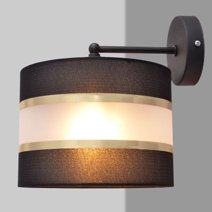 Candeeiro de parede HELEN 1xE27/15W/230V preto/dourada