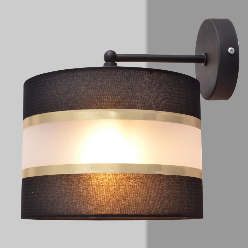 Candeeiro de parede HELEN 1xE27/15W/230V preto/dourada