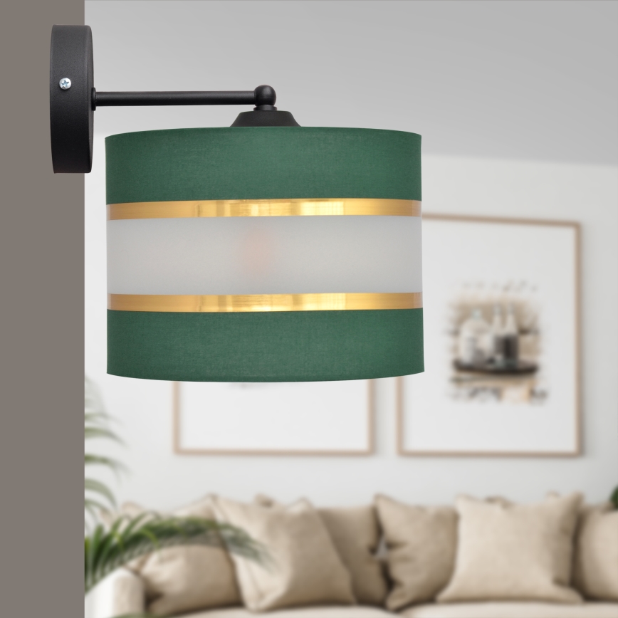 Candeeiro de parede HELEN 1xE27/15W/230V verde/dourada