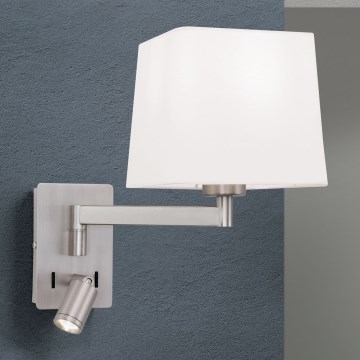 Candeeiro de parede LED CARLTON 1xE27/40W/230V + LED/3W branco/cromado mate
