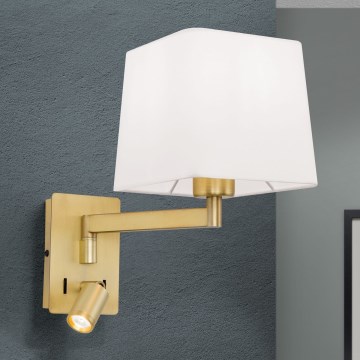 Candeeiro de parede LED CARLTON 1xE27/40W/230V + LED/3W branco/dourado