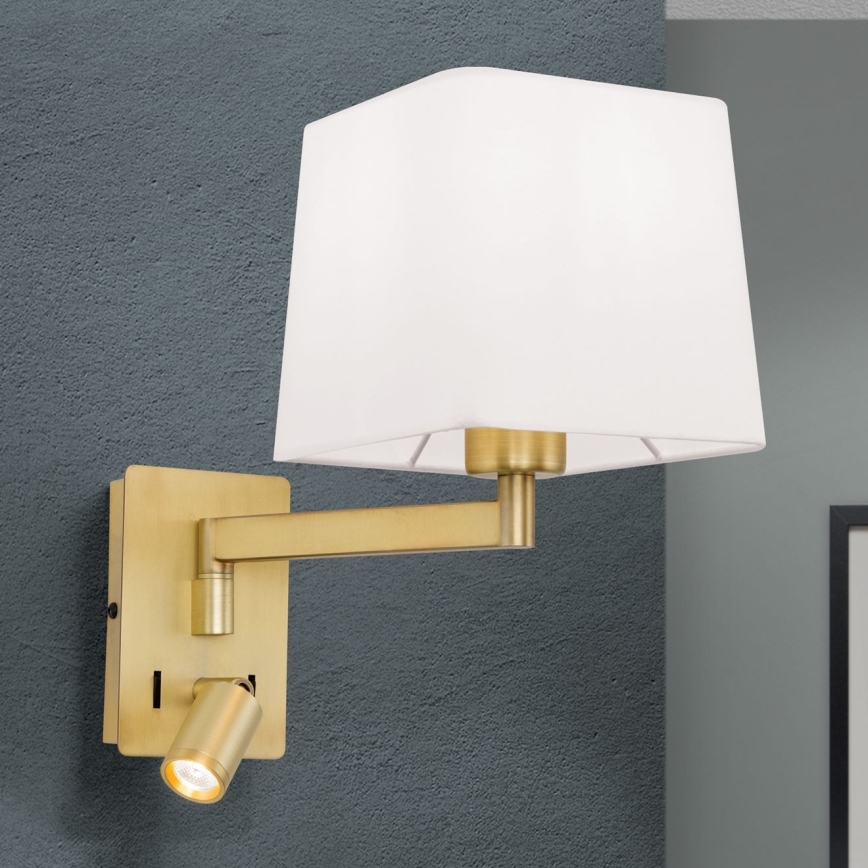 Candeeiro de parede LED CARLTON 1xE27/40W/230V + LED/3W branco/dourado