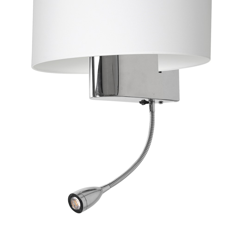 Candeeiro de parede LED CASINO 1xE27/60W/230V + LED/1W/230V branco