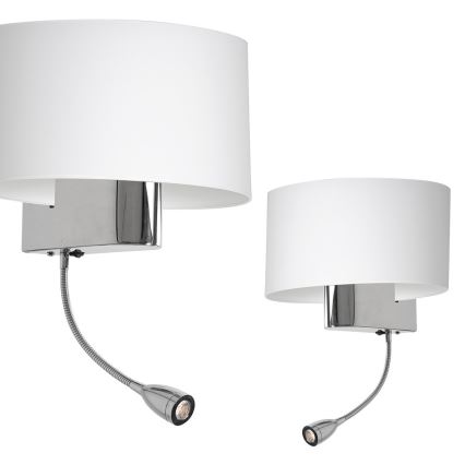 Candeeiro de parede LED CASINO 1xE27/60W/230V + LED/1W/230V branco