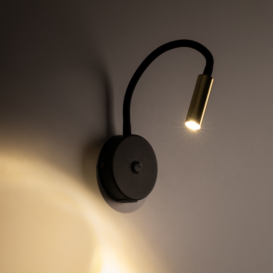 Candeeiro de parede LED com porta USB LAGOS 1xG9/3W/5V 4000K preto/dourado