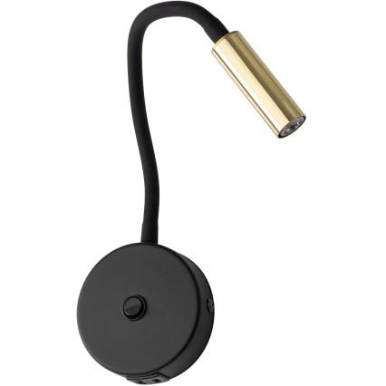 Candeeiro de parede LED com porta USB LAGOS 1xG9/3W/5V 4000K preto/dourado