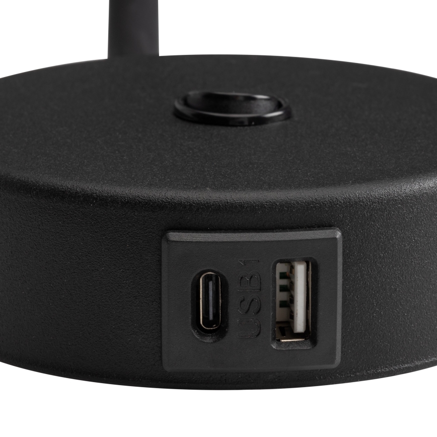 Candeeiro de parede LED com porta USB LAGOS 1xG9/3W/5V 4000K preto/dourado