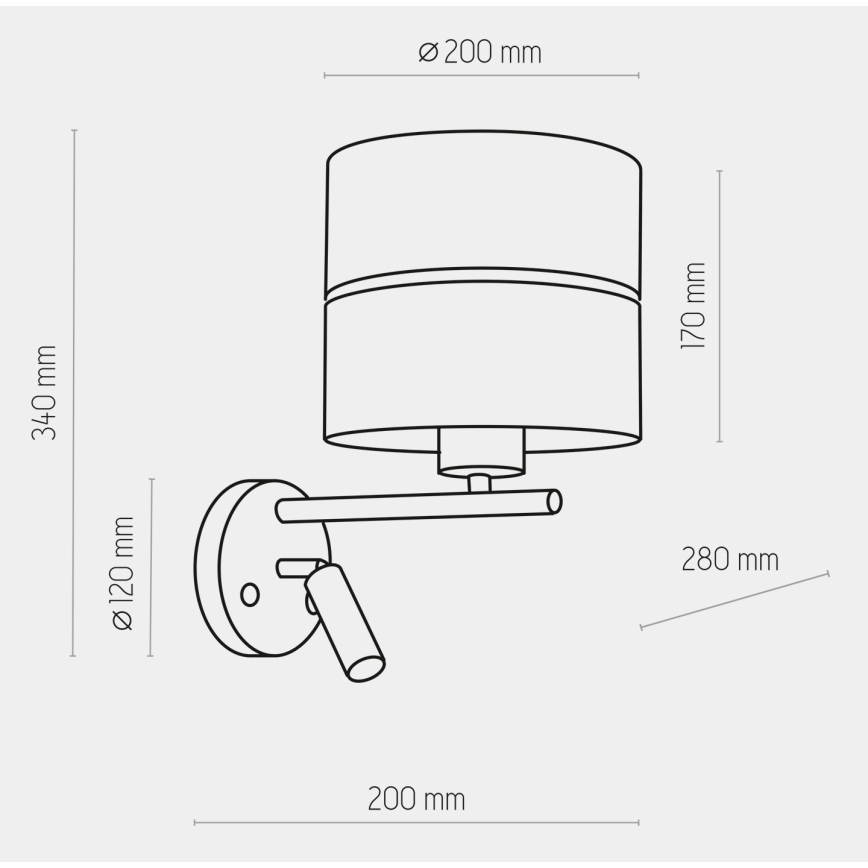 Candeeiro de parede LED HILTON 1xE27/15W/230V + LED/3W/230V latão/preto