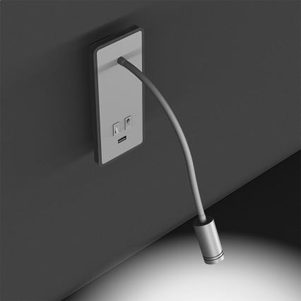 Candeeiro de parede LED pequeno e flexível com entrada USB BASE 1xLED/8W+1xLED/2W/230V branco