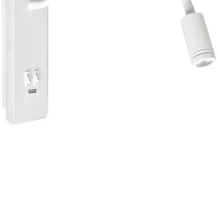 Candeeiro de parede LED pequeno e flexível com entrada USB BASE 1xLED/8W+1xLED/2W/230V branco