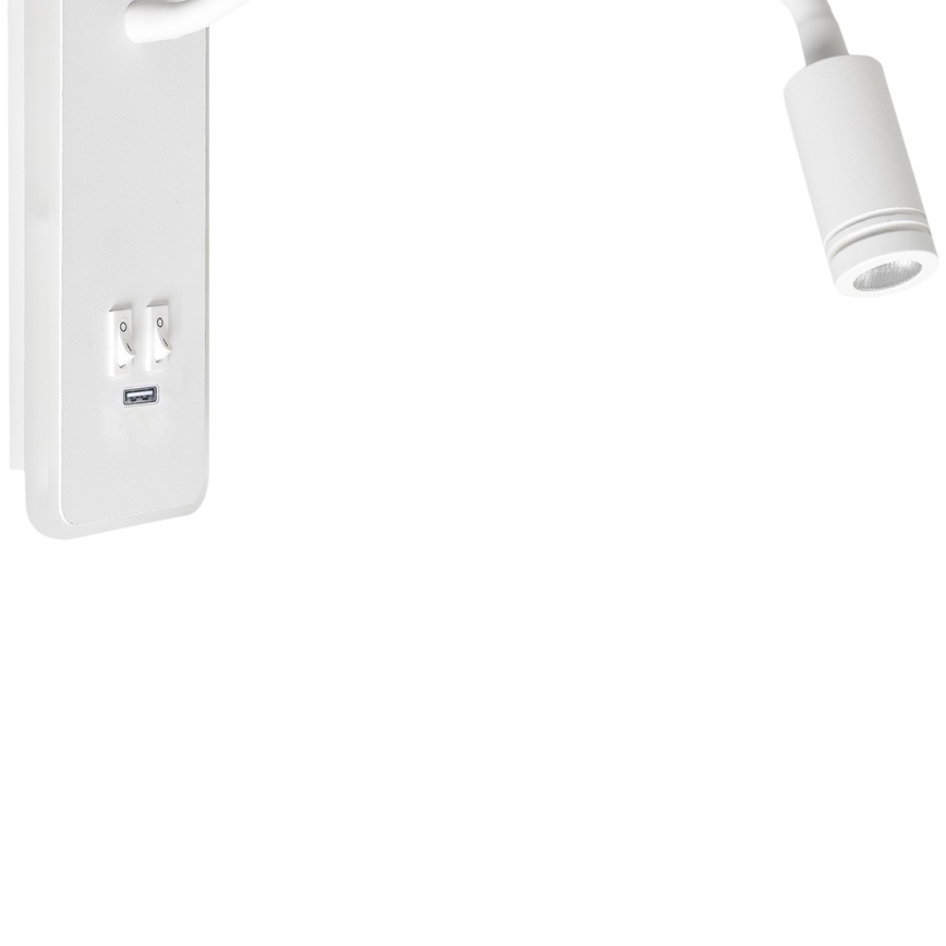 Candeeiro de parede LED pequeno e flexível com entrada USB BASE 1xLED/8W+1xLED/2W/230V branco