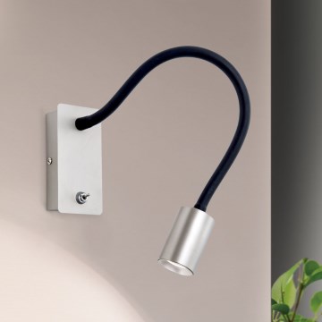Candeeiro de parede LED pequeno e flexível  KURT LED/5W/230V prateado