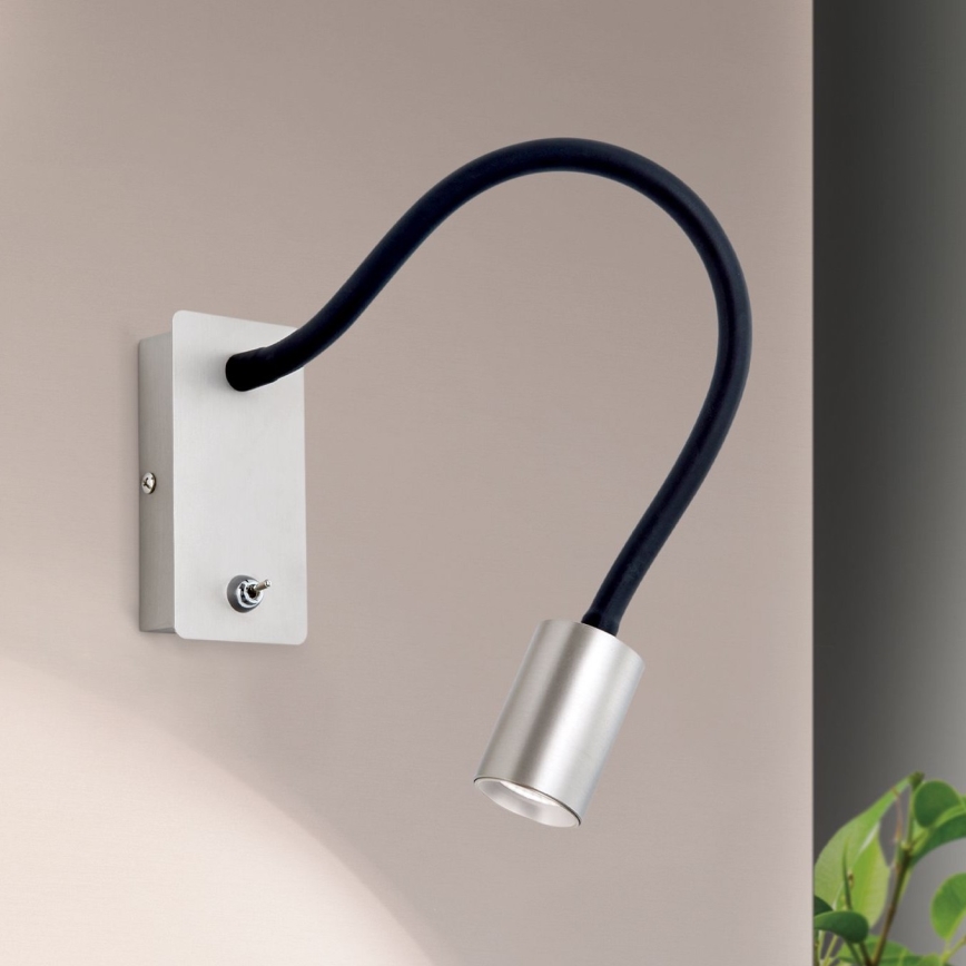 Candeeiro de parede LED pequeno e flexível  KURT LED/5W/230V prateado